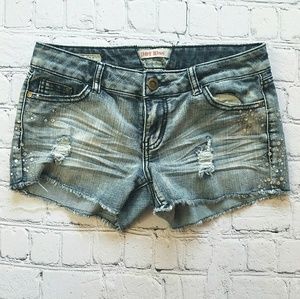 Hot Kiss Distressed Diamond Cutoff Shorts Sz 5